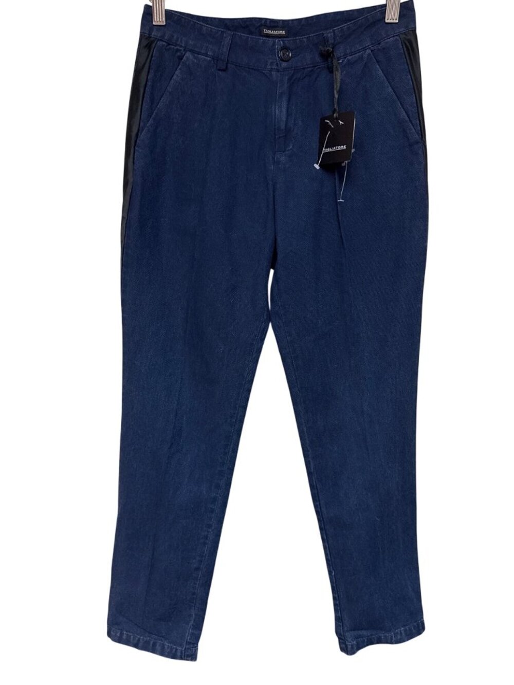 TAGLIATORE Boy's Pants Trousers Denim Blue Tuxedo Stripe 28" Waist Size 14 NEW